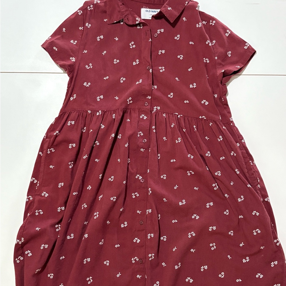 Old Navy Red Pleated Sundress with Peter Pan Collar
